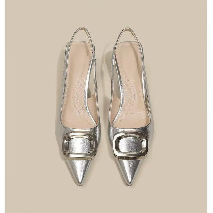 Pointed Toe Classy High Heels High-grade French Square Buckle - D&A