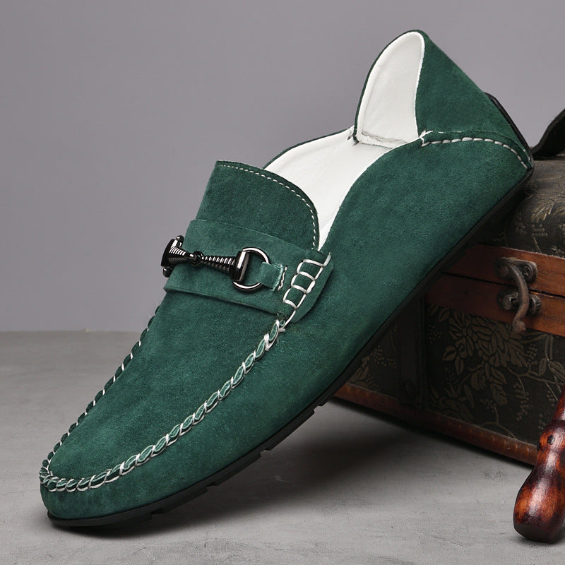 Men's Suede Leather Breathable Casual Shoes Grass Green - D&A