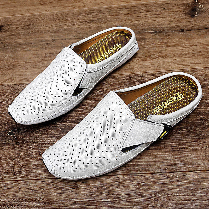 Muller Shoes Hole Low-top Cowhide Surface Slip-on White - D&A