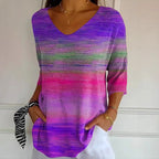New 3D Printed Women's European And American Fashion Floral V-neck Shirt Top - D&A