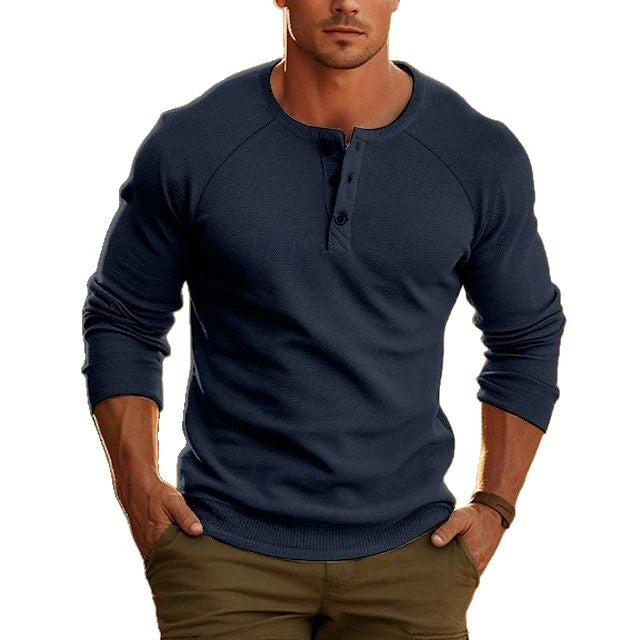 Men's Bottoming Shirt Henry Collar Long-sleeved T-shirt - D&A