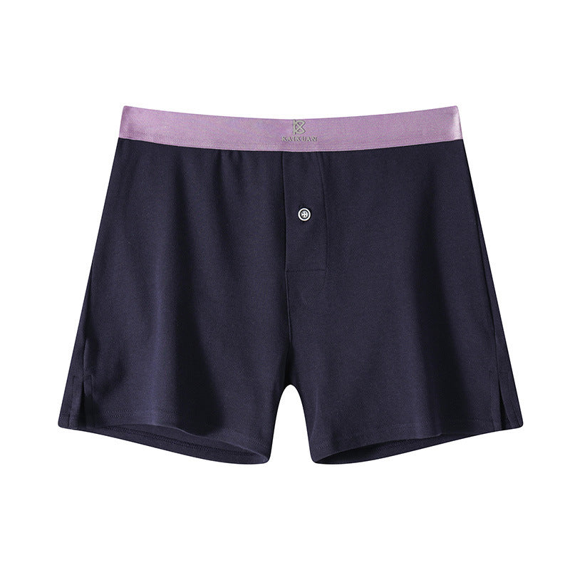 Men's Cotton Loose Boxer Shorts Plus Size Dark Blue - D&A