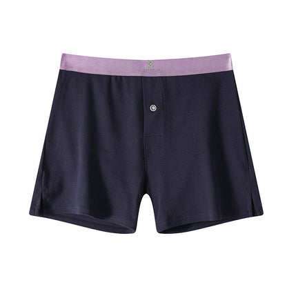 Men's Cotton Loose Boxer Shorts Plus Size Dark Blue - D&A