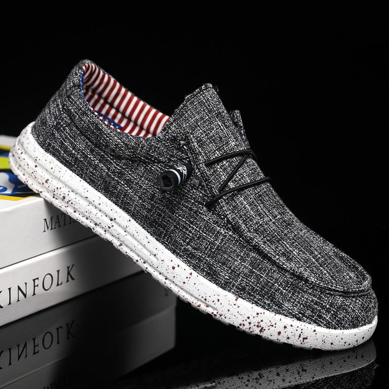 Fashion Casual Fashion Men's Breathable Lightweight Slip-on Lofter Light Canvas Shoes Gray - D&A
