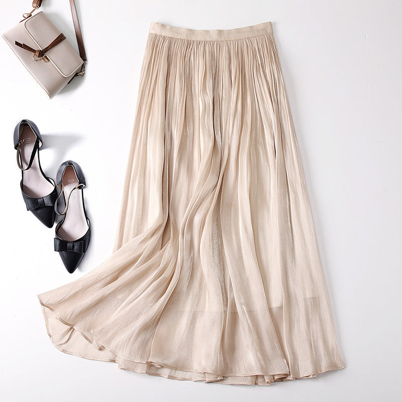 Slim Slimming Mid-length Elegant Pendant Summer Elastic Skirt Light Coffee Free Size - D&A