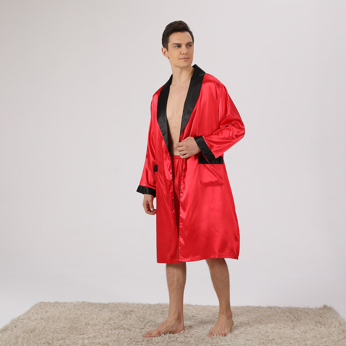 Men's Silk Nightgown Shorts Two-piece Suit - D&A