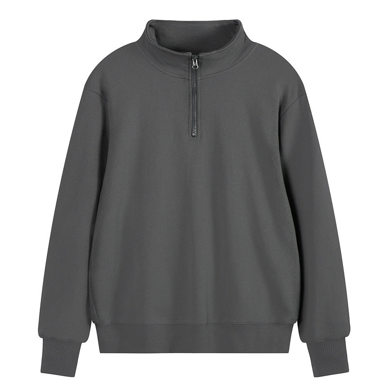Heavy Pearl Air Layer Semi-access Control Zipped Stand Collar Sports Sweater Battleship Gray - D&A