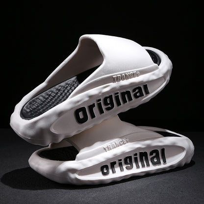 Men's Slippers Thick Bottom For Outdoors Trendy Non-slip Wear-resistant White - D&A