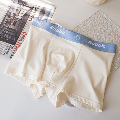 Men's Underwear Mid-waist Cartoon Rabbit Modal Cotton Pure Color White Rabbit - D&A