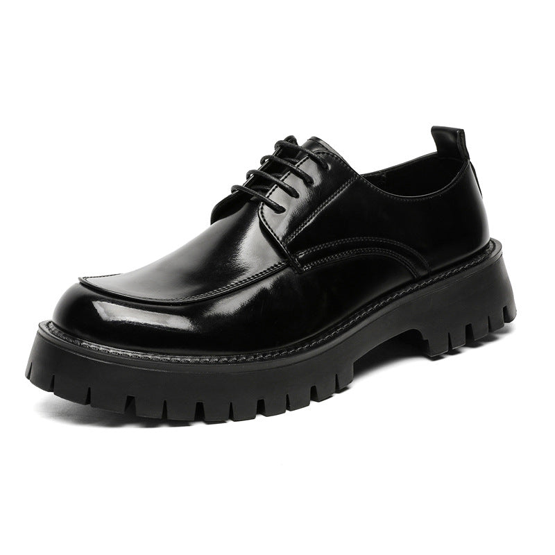 Platform Height Increasing Casual Leather Shoes - D&A