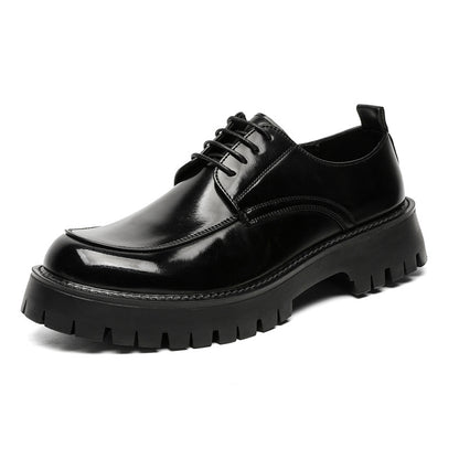 Platform Height Increasing Casual Leather Shoes - D&A