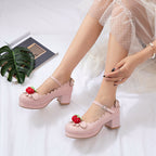 Retro Round Head Chunky Heel Mary Jane Shoes - D&A
