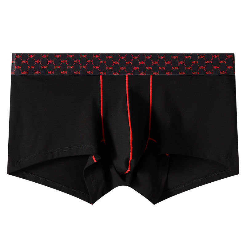 Men's Sports Fitness Low Waist Small Boxer Contrast Color Pants Black - D&A
