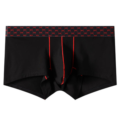 Men's Sports Fitness Low Waist Small Boxer Contrast Color Pants Black - D&A