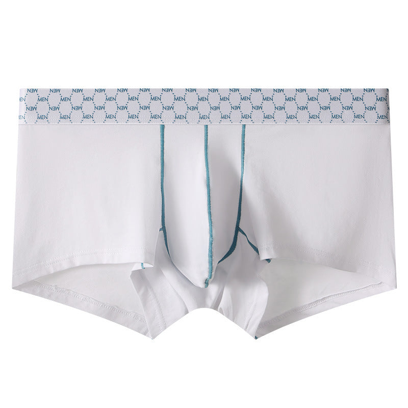 Men's Sports Fitness Low Waist Small Boxer Contrast Color Pants White - D&A