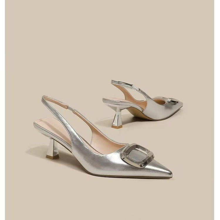 Pointed Toe Classy High Heels High-grade French Square Buckle - D&A