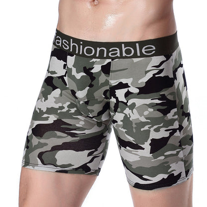 Men's Sports Lengthened Camouflage Printed Cotton Boxer Briefs CP06A - D&A