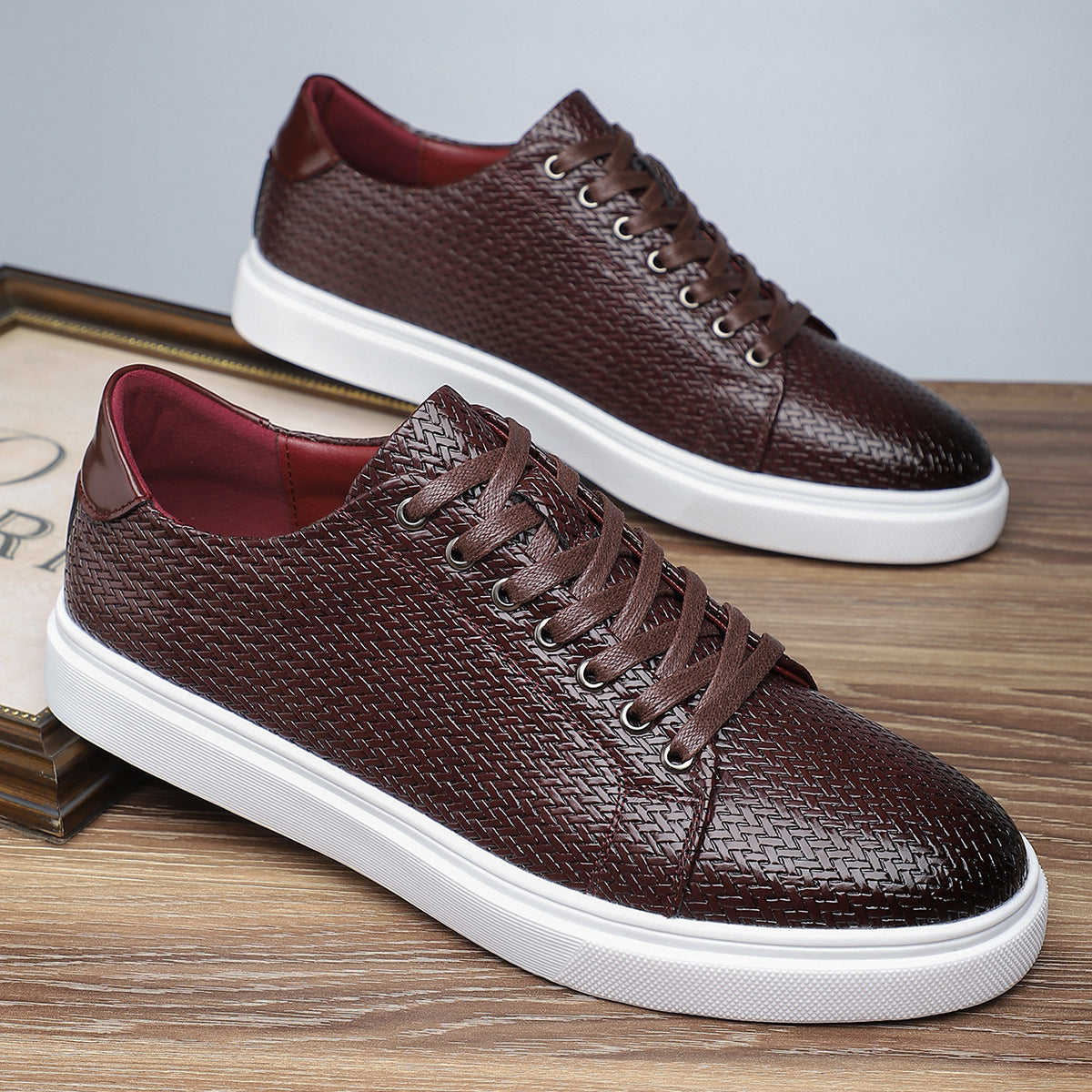 British Style Comfortable Breathable Men's Leather Shoes Low-top Flat Business - D&A