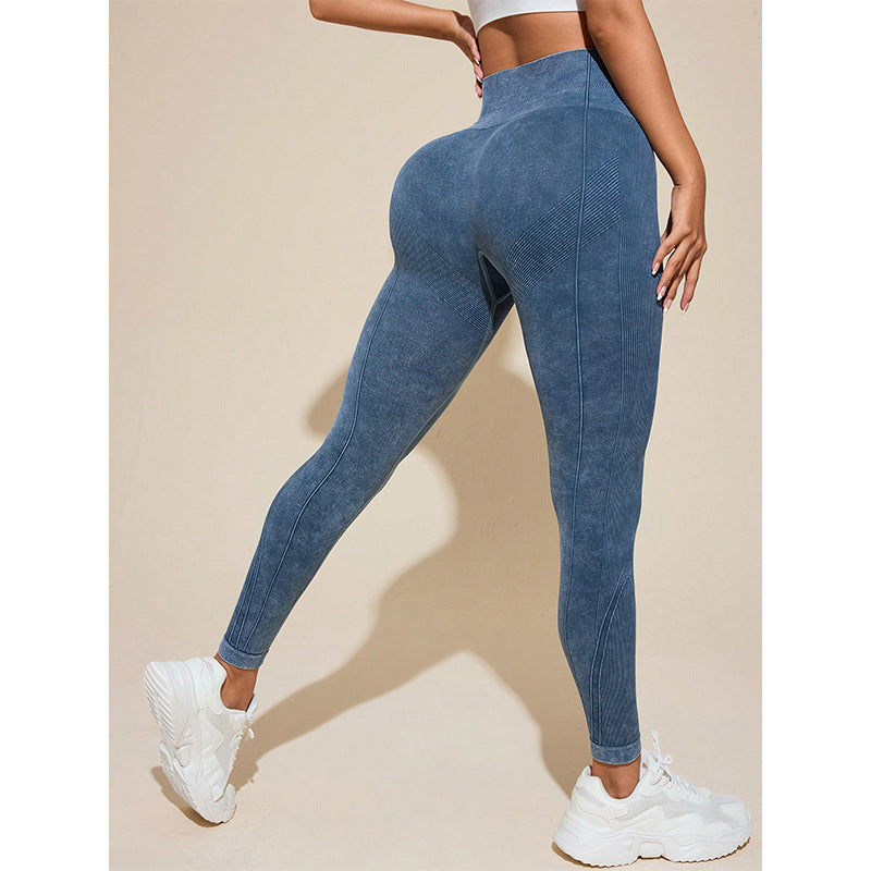 Nude Feel High Waist Hip Lifting And Belly Contracting Fitness Seamless Sports Pants Green - D&A