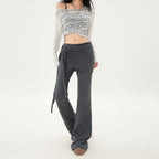 Casual Low Waist Slim Fit Bell-bottom Pants - D&A