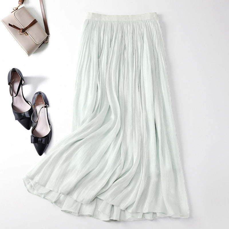 Slim Slimming Mid-length Elegant Pendant Summer Elastic Skirt Light Green Free Size - D&A