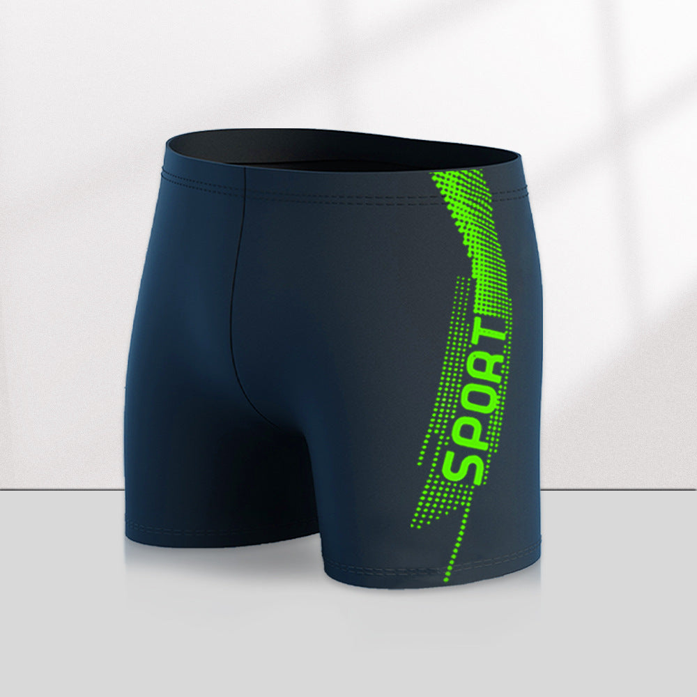 Men's Quick-drying Professional Sports Fitness High Waist Swimming Trunks Green - D&A