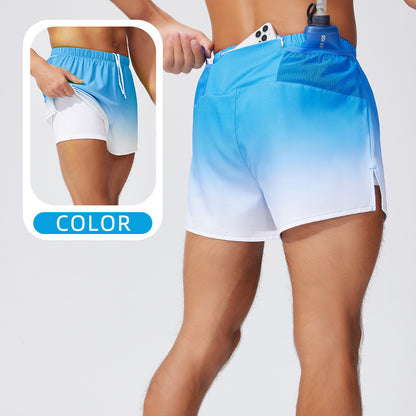 Men's And Women's Double-layer Swimming Loose Beach Pants Blue Men - D&A