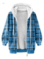 Women's Plush Lined Plaid Hooded Coat - D&A