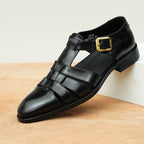 Genuine Leather Retro Fashion Business Summer Breathable Men's Shoes Black - D&A