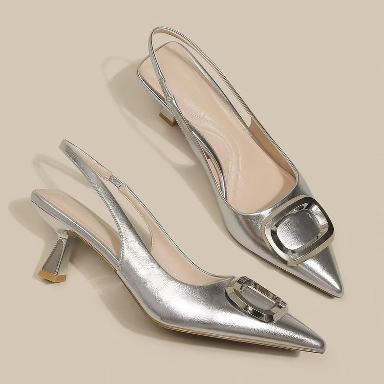 Pointed Toe Classy High Heels High-grade French Square Buckle - D&A