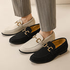 Men's Plus Size British Metal Buckle Casual Leather Shoes - D&A