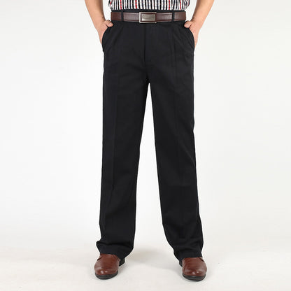 Thick Men's Pure Cotton Casual Pants 15 Black With Extra Lining - D&A