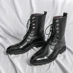Fall Winter Lace-up Booties Black Locomotive Denim Black - D&A