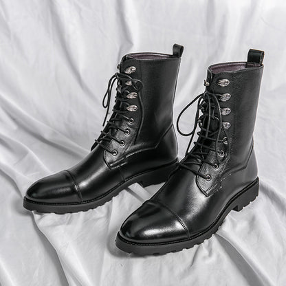 Fall Winter Lace-up Booties Black Locomotive Denim Black - D&A