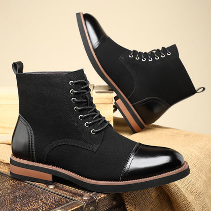 Men's Trendy Sleeve Leather All-match Casual Martin Boots Black - D&A