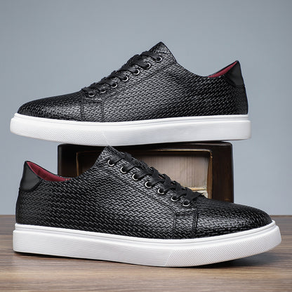 British Style Comfortable Breathable Men's Leather Shoes Low-top Flat Business - D&A