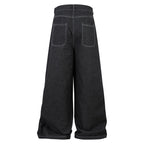 Multi-pocket Pleated Workwear Primary Color Jeans - D&A