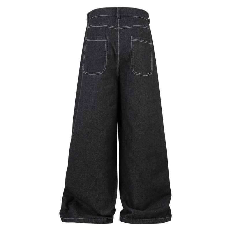 Multi-pocket Pleated Workwear Primary Color Jeans - D&A