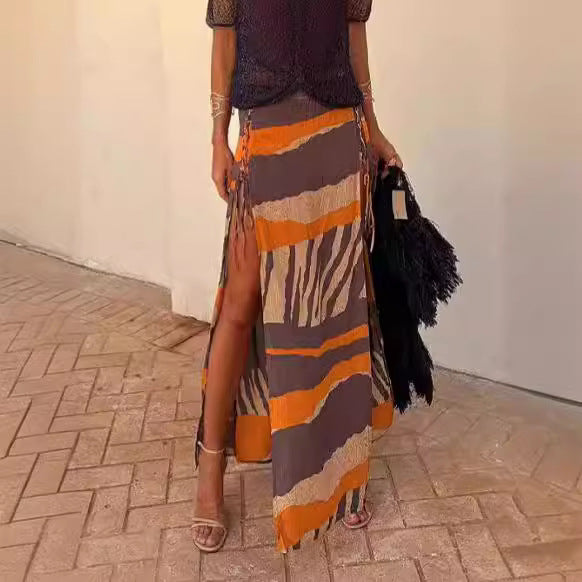 Seaside Beach Vacation Women's Split Skirt Orange - D&A