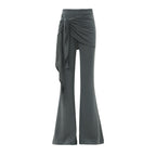 Casual Low Waist Slim Fit Bell-bottom Pants - D&A