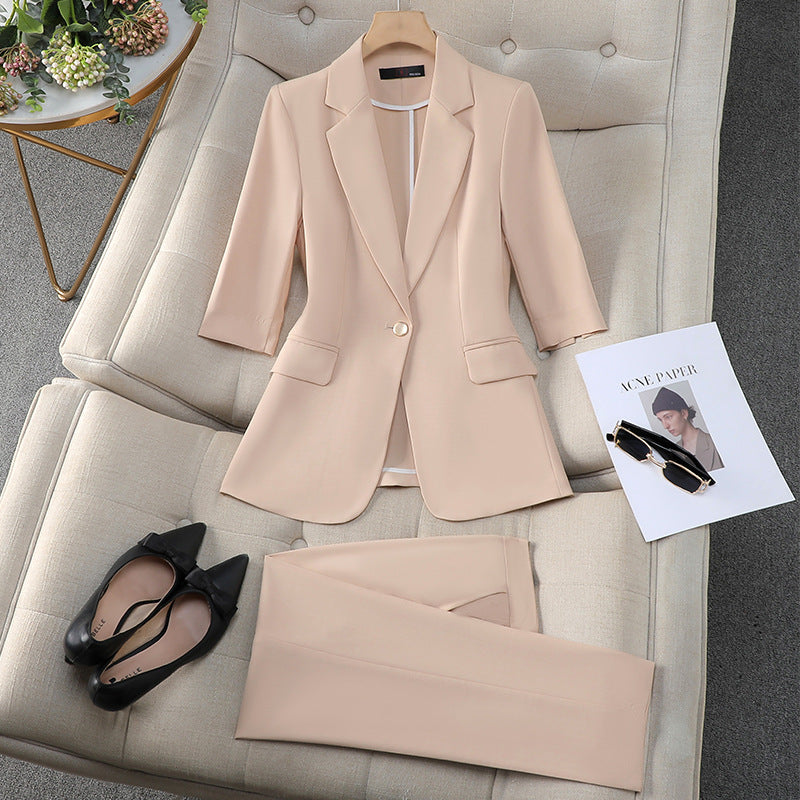 Three-quarter Sleeve Waist Trimming Casual Stylish Thin Suit - D&A
