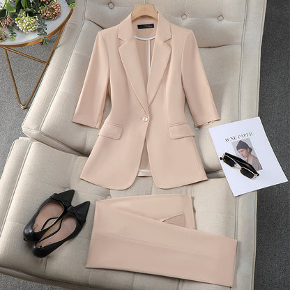 Three-quarter Sleeve Waist Trimming Casual Stylish Thin Suit - D&A