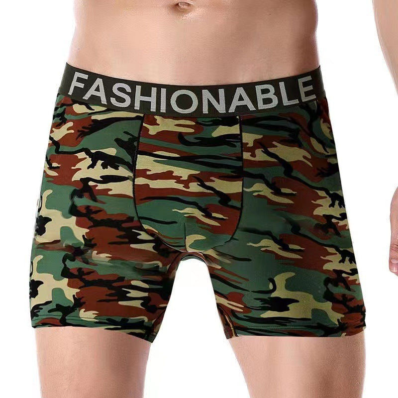 Men's Sports Lengthened Camouflage Printed Cotton Boxer Briefs CP06E - D&A