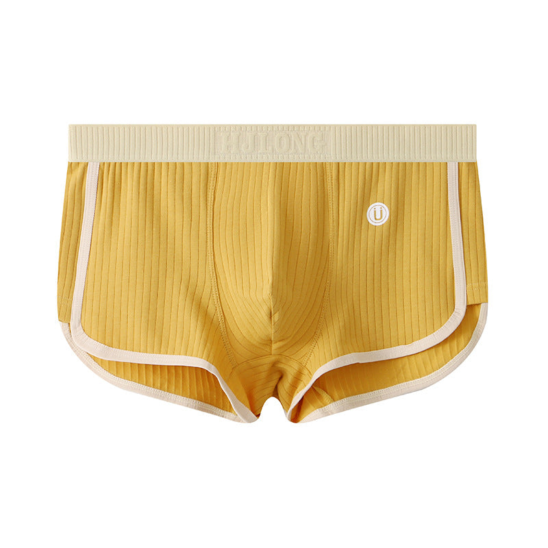Men's Mid-waist Simple Fashionable Breathable Comfortable Boxers Yellow - D&A