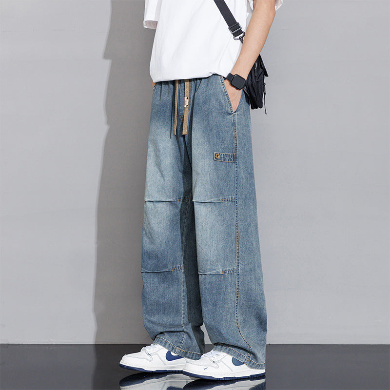 Men's Versatile Fashion Plus Size Casual Jeans Blue - D&A
