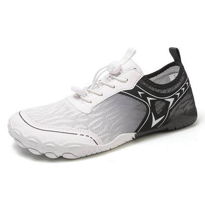 Hiking Climbing Wading Five Finger Non-slip Upstream Shoes Black And White - D&A