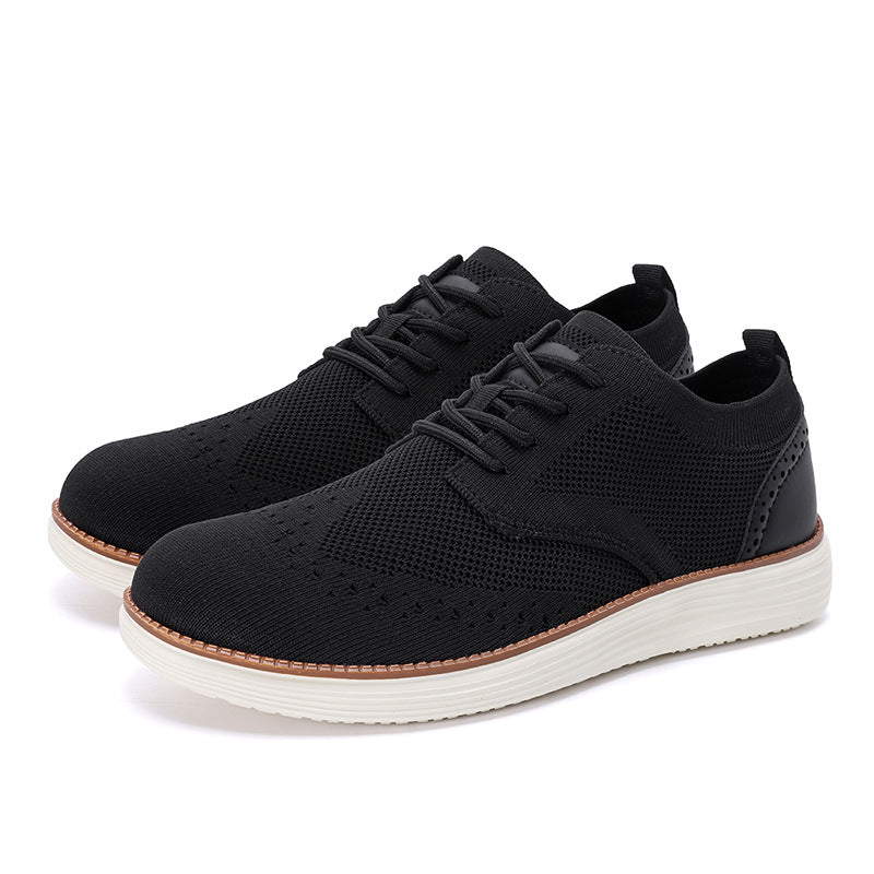 Outdoor Fly Woven Mesh Hiking Versatile Men's Casual Shoes Black - D&A