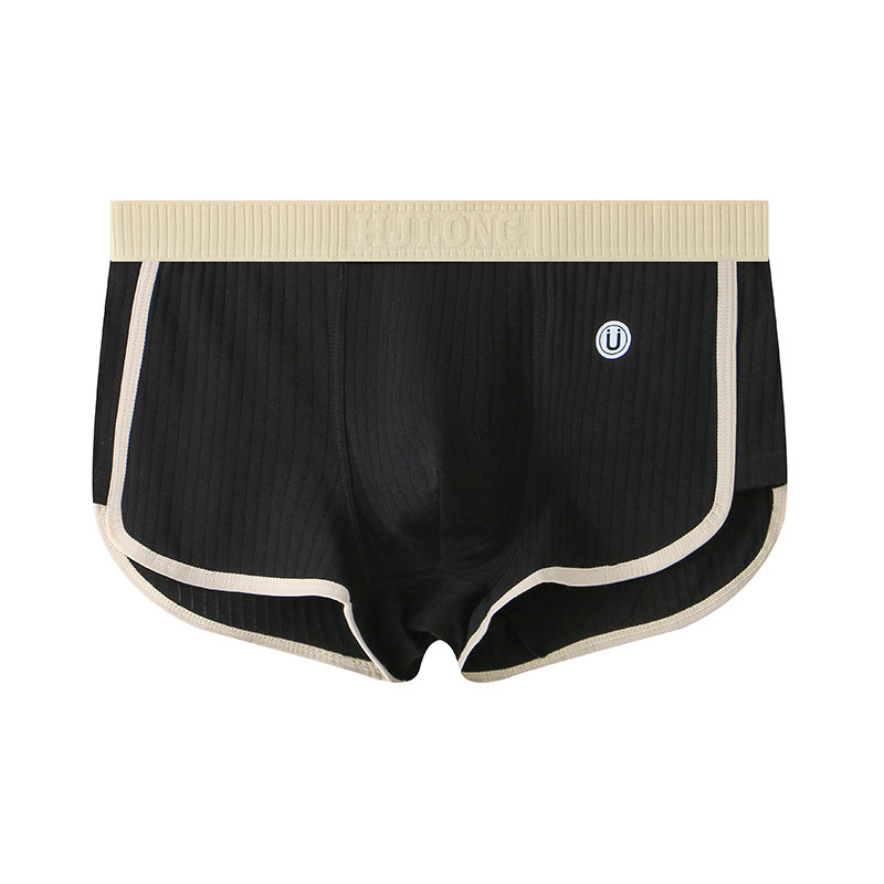 Men's Mid-waist Simple Fashionable Breathable Comfortable Boxers Black - D&A