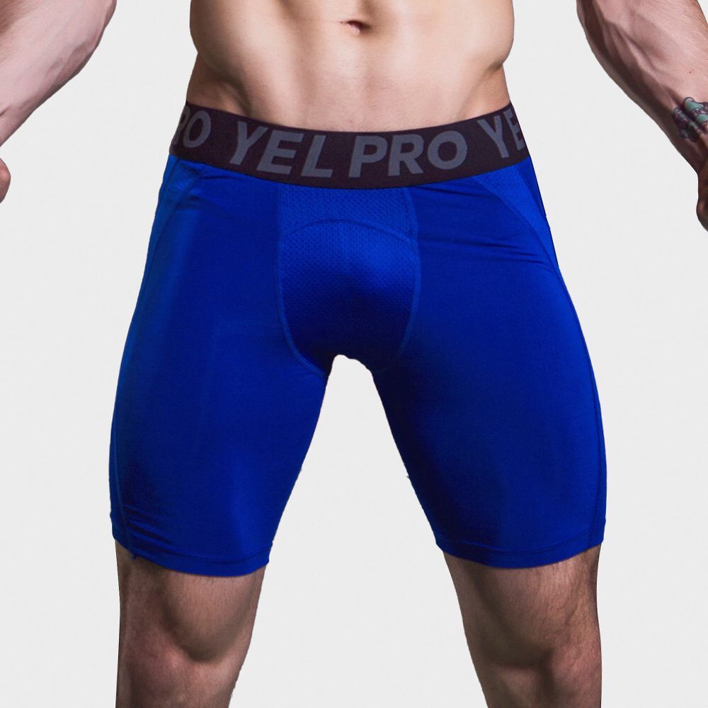 Sports Running Stretch Quick-drying Mesh Breathable Tight Shorts Blue - D&A