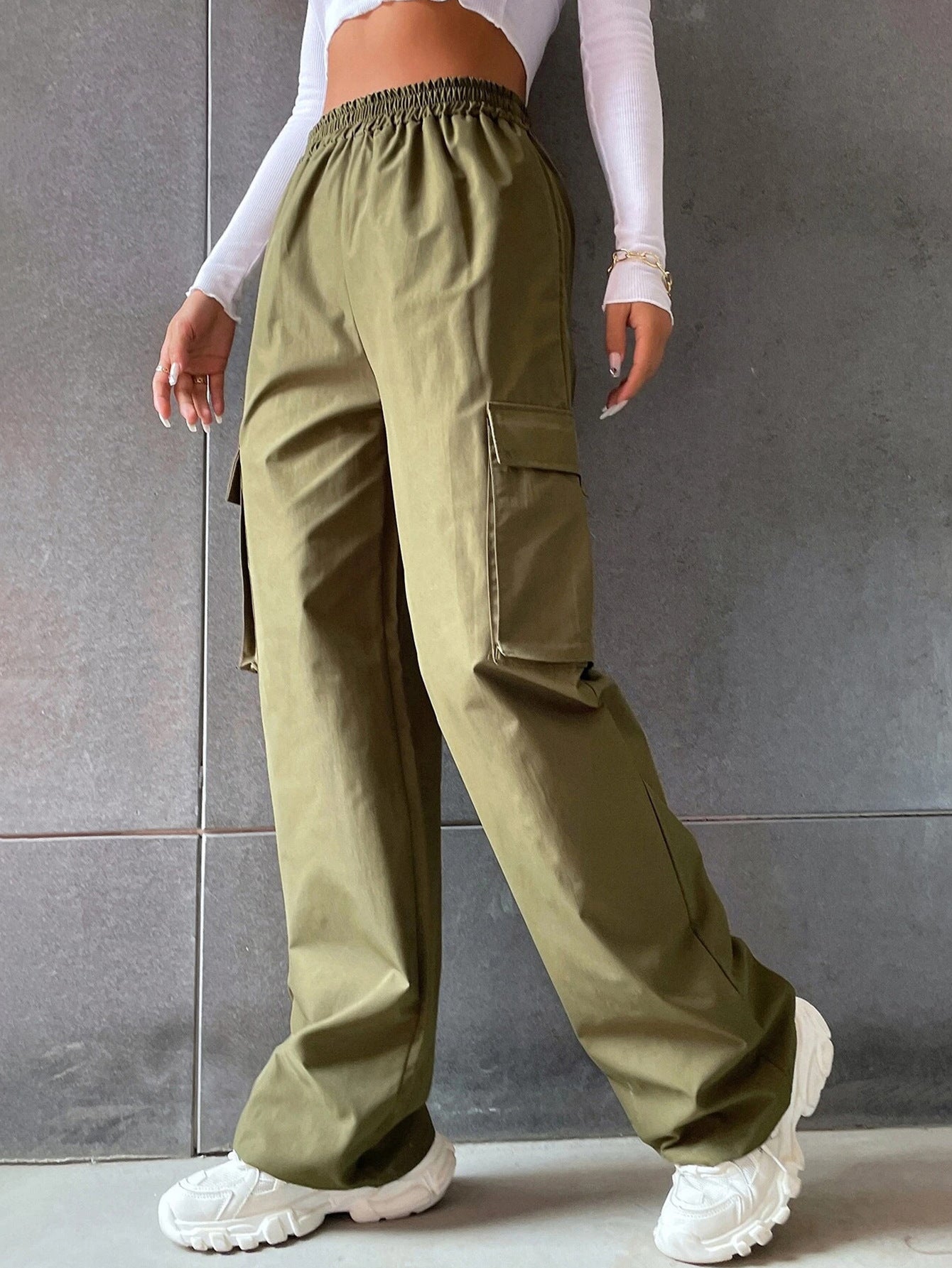 Spring And Autumn Casual Pants For Women Army Green - D&A